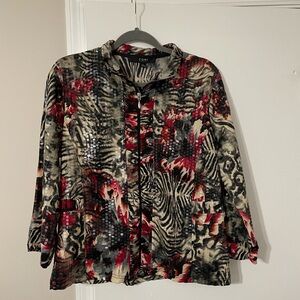 Toni Morgan Women's Multicolor Patterned Top 3/4 Sleeve